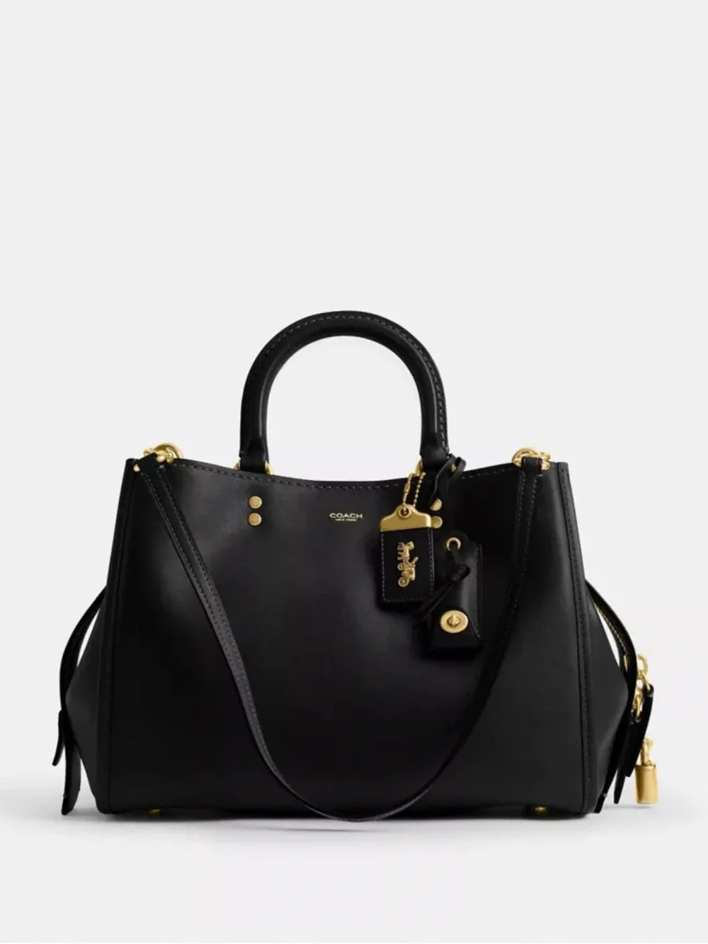 Coach Black Rogue 31 Satchel with Gold-Tone Accents